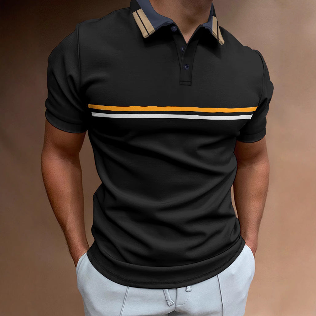 Men's Polo Shirt – Slim Fit – Breathable Blend – Short-Sleeved – Striped Chest Design