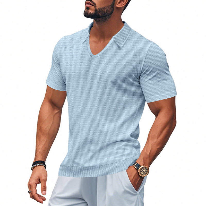 Herre Polo T-shirt – V-hals – Afslappet Pasform – Åndbar Bomuld – Minimalistisk Stil