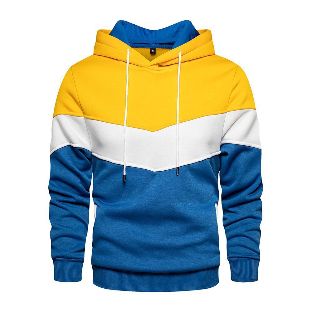 Men's Hoodie – Loose Fit – Color Block Design – Adjustable Hood – Side Pockets