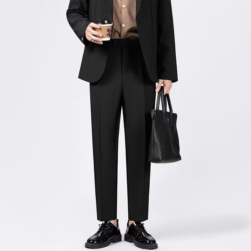 Herrebukser – Slank Pasform – Ankel Længde – Skarp Pressefold – Elegant Look