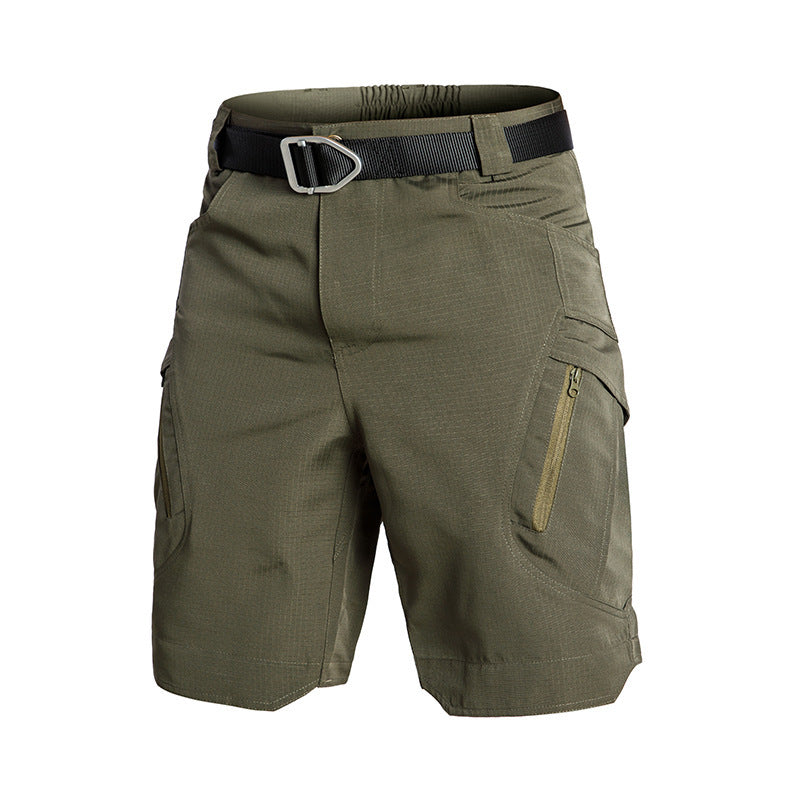 Women's Cargo Shorts – Relaxed Fit – Elastic Waist – Belt – Practical Pockets