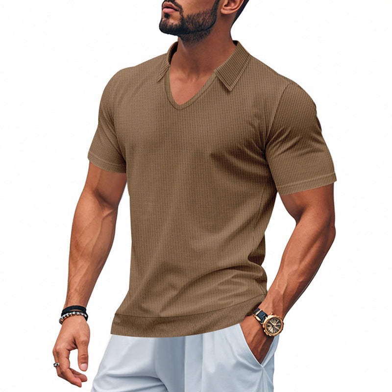 Herre Polo T-shirt – V-hals – Afslappet Pasform – Åndbar Bomuld – Minimalistisk Stil