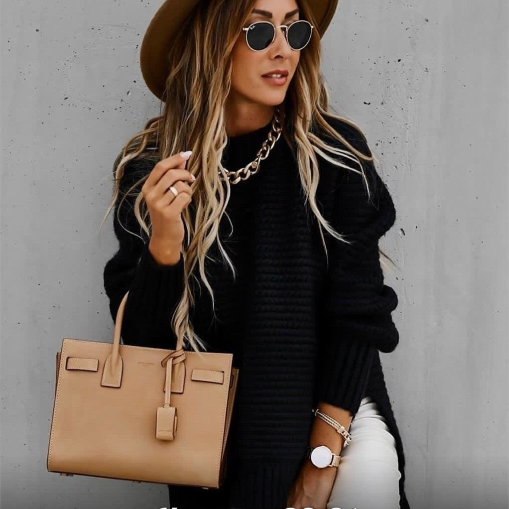 Women's Pullover Sweater – Oversized Fit – Ribbed Knit – Soft Texture – Casual Look