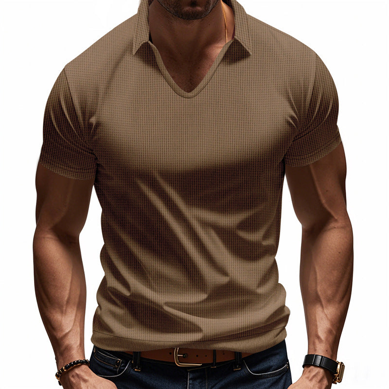 Herre Polo T-shirt – V-hals – Afslappet Pasform – Åndbar Bomuld – Minimalistisk Stil