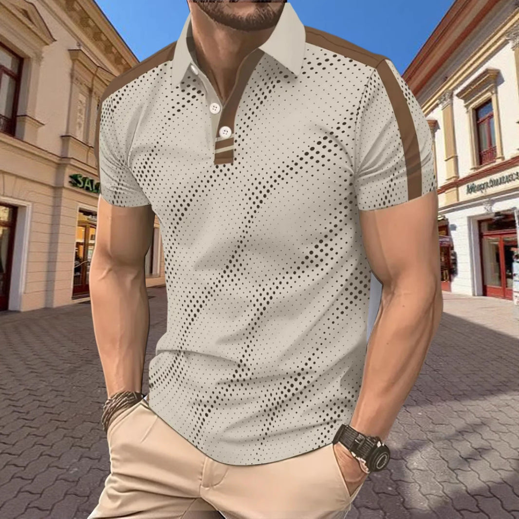 Men's Polo T-shirt – Slim Fit – Breathable Material – Graphic Pattern – Sporty Stripes