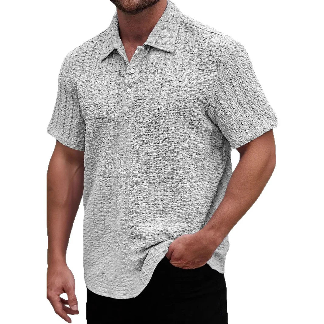 Men's Polo Shirt – Regular Fit – Textured Knit – Short Sleeve Breathable Design