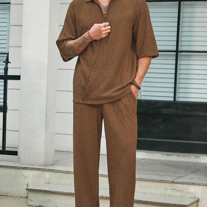 Men's Set with Shirt and Pants – Relaxed Fit – Natural Fibers – Elastic Waist