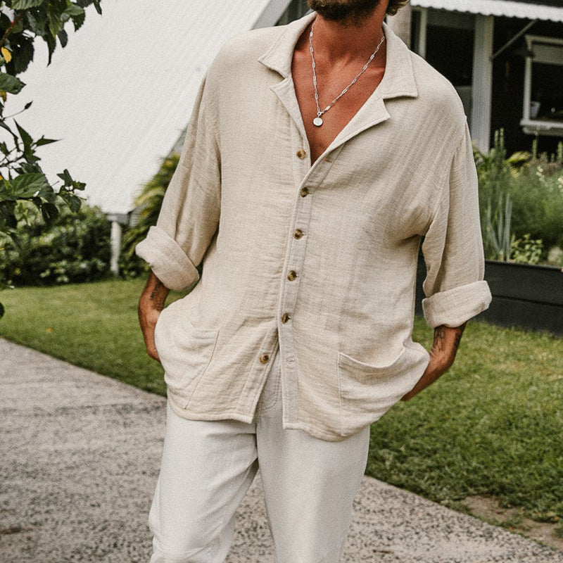 Men's Shirt – Relaxed Fit – Natural Fibers – Long Sleeves – Button Closure