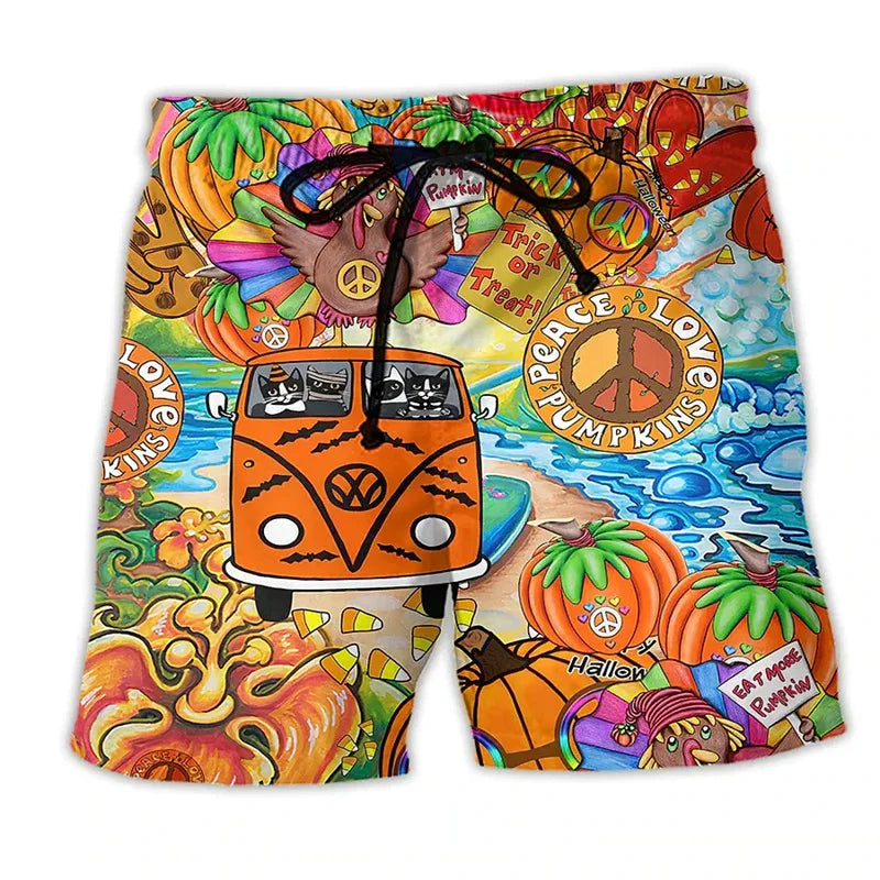 Men's Swim Shorts – Regular Fit – Quick-Drying – Adjustable Waist – Bohemian Print