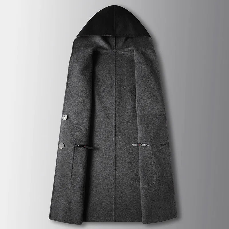 Arthur Wool-Blend Hooded Coat | Reversible Button Front Coat