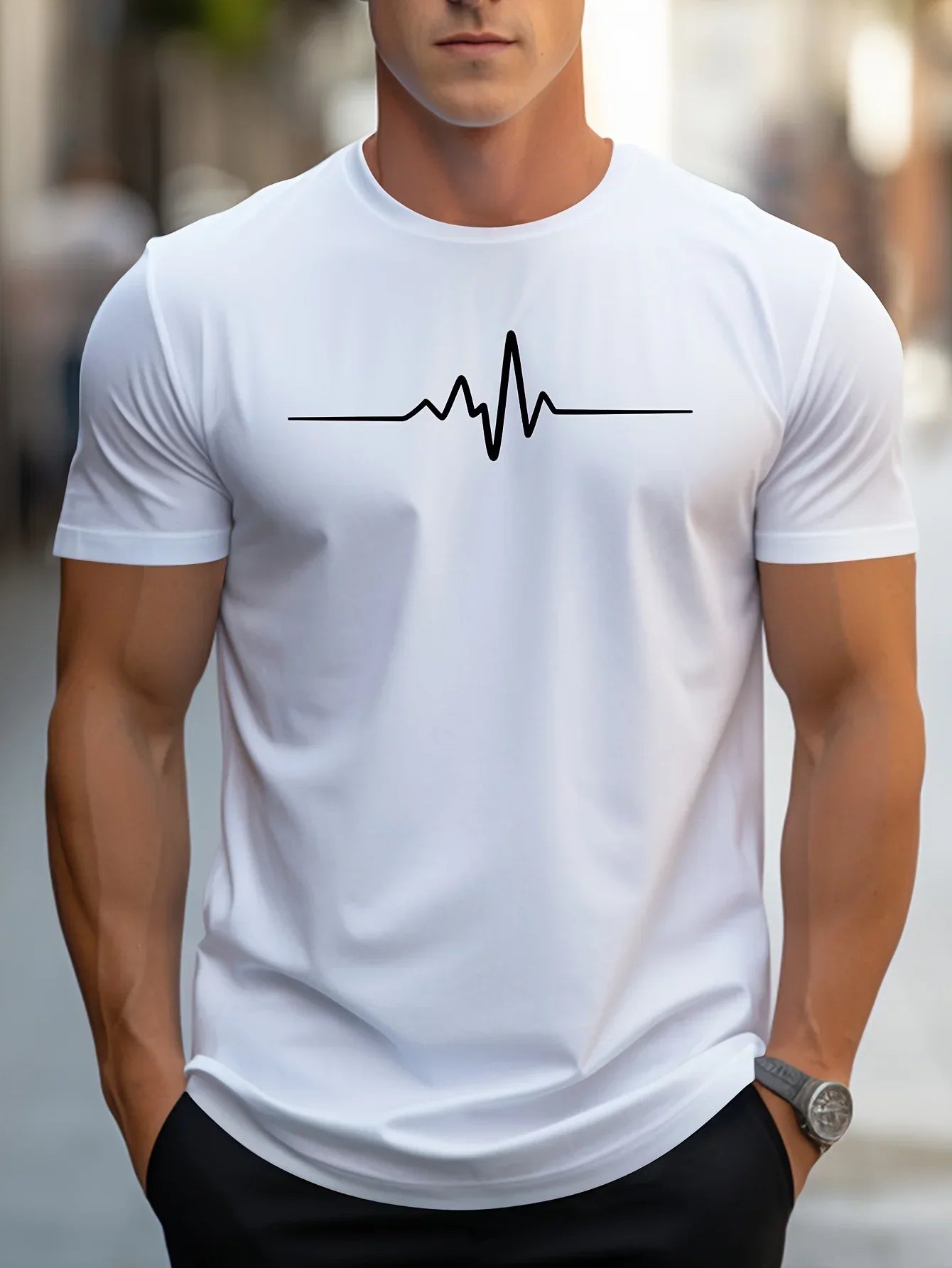 Men's T-shirt – Slim fit – Soft knit – Round neck – Short sleeve – Heart graphic