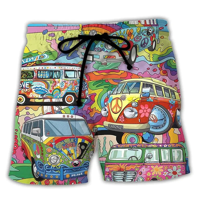Men's Swim Shorts – Regular Fit – Quick-Drying – Adjustable Waist – Bohemian Print