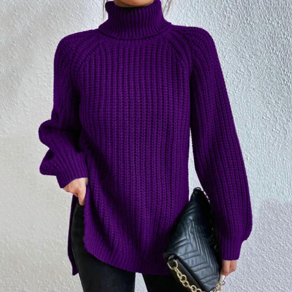 Women's Knit Sweater - Turtleneck - Long Sleeved - Oversized Fit - Soft Chunky Knit