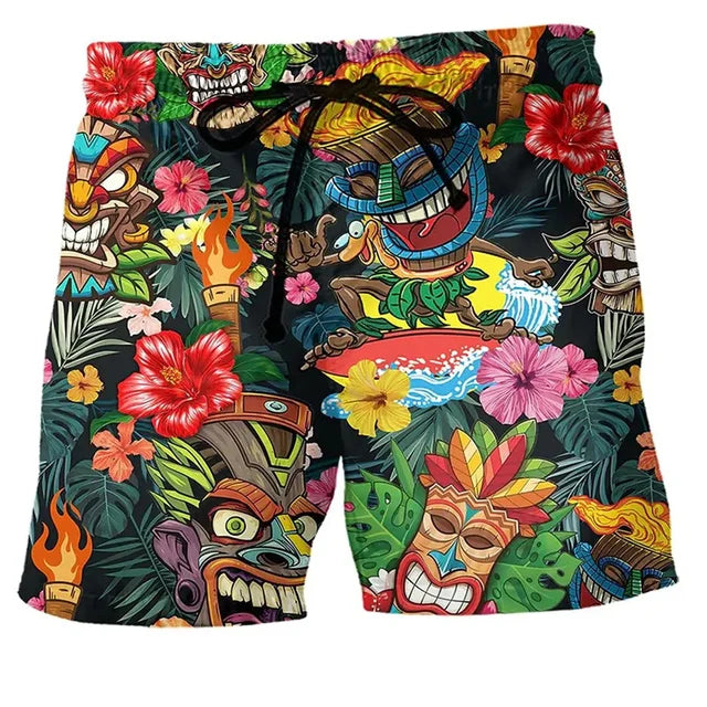 Men's Swim Shorts – Regular Fit – Quick-Drying – Adjustable Waist – Bohemian Print