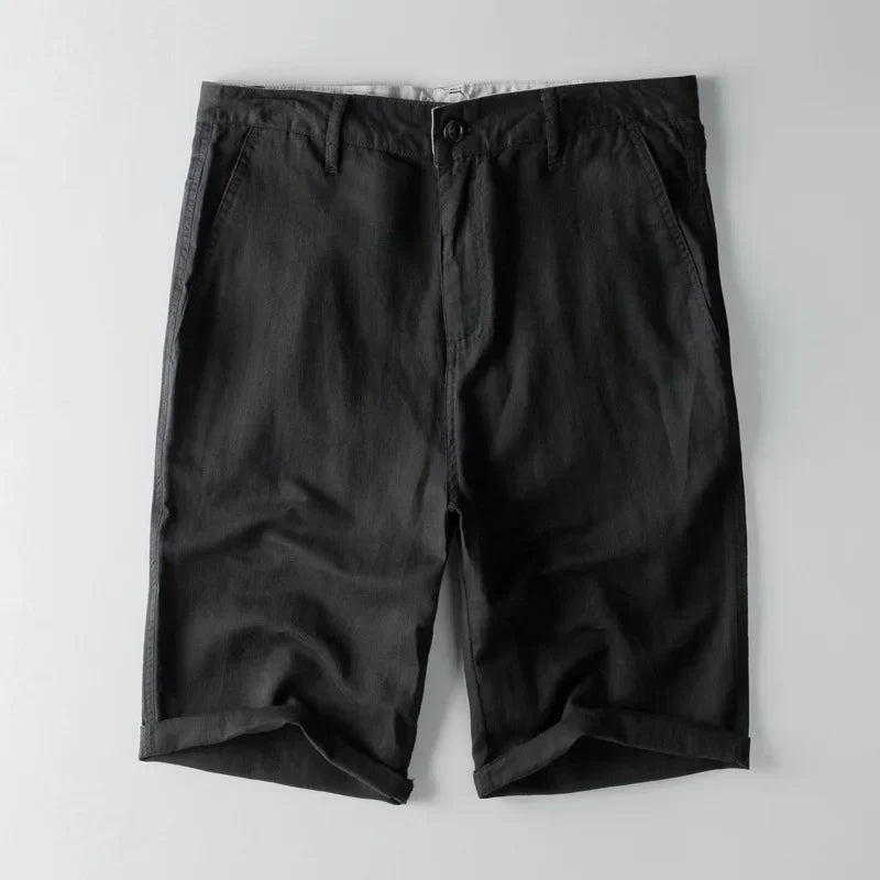 Herre Shorts – Bomuld Hør Mix – Afslappet Pasform – Knælange med Lommer
