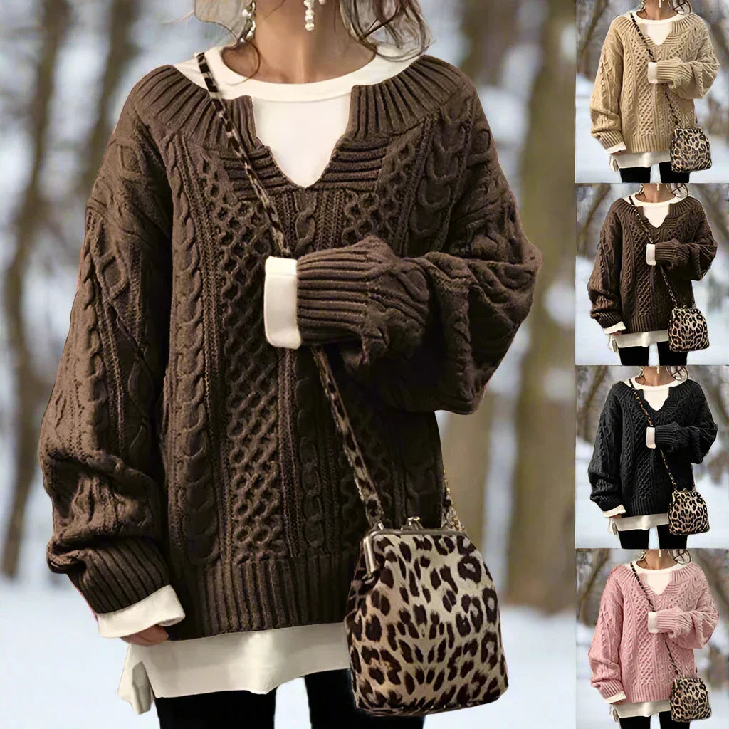 Women's Knit Sweater - Oversized Cable Knit - Soft and Warm - Relaxed Fit