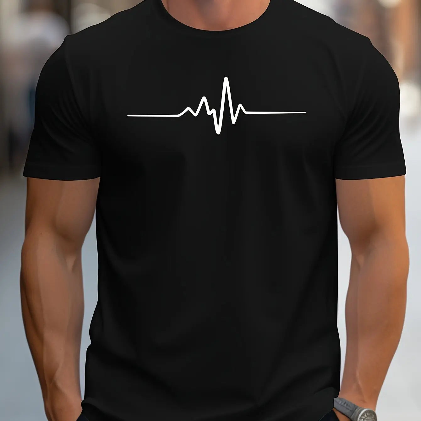 Men's T-shirt – Slim fit – Soft knit – Round neck – Short sleeve – Heart graphic