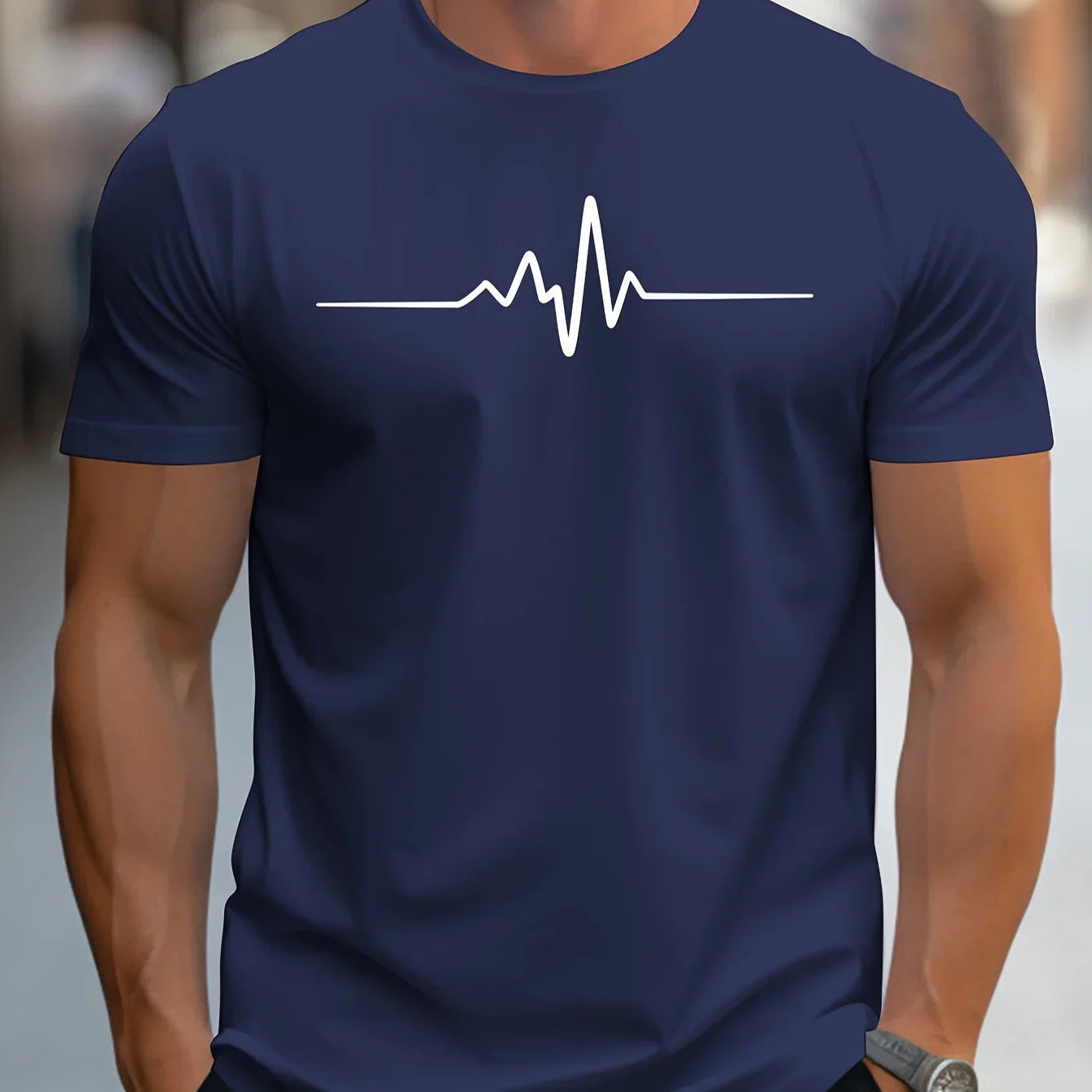 Men's T-shirt – Slim fit – Soft knit – Round neck – Short sleeve – Heart graphic