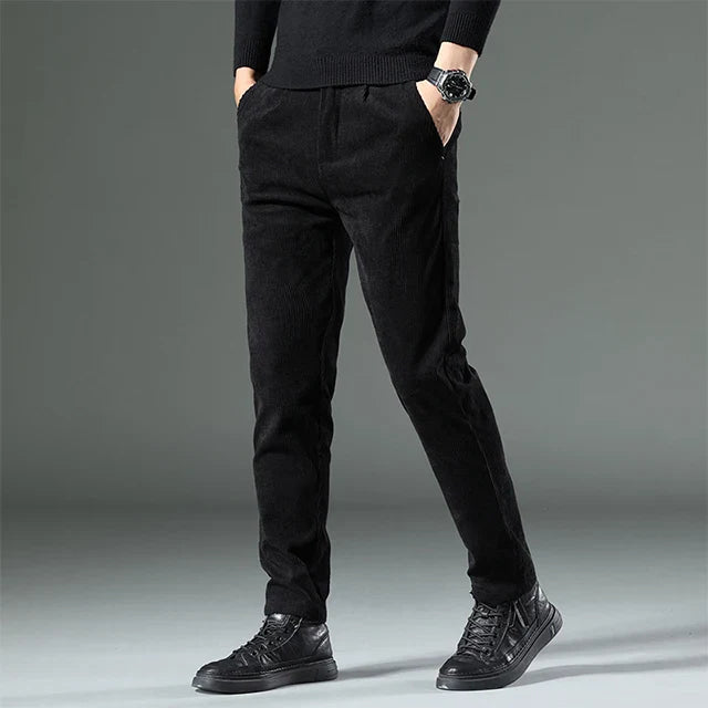 George Relaxed Trousers | Pleated Ribbed Side Pockets Trousers