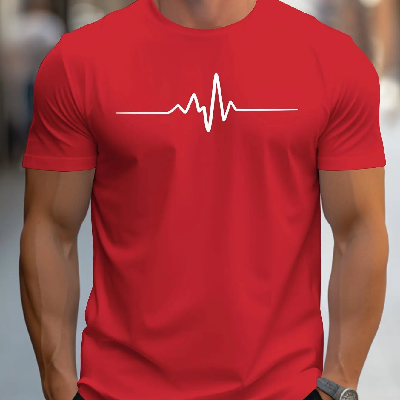Men's T-shirt – Slim fit – Soft knit – Round neck – Short sleeve – Heart graphic