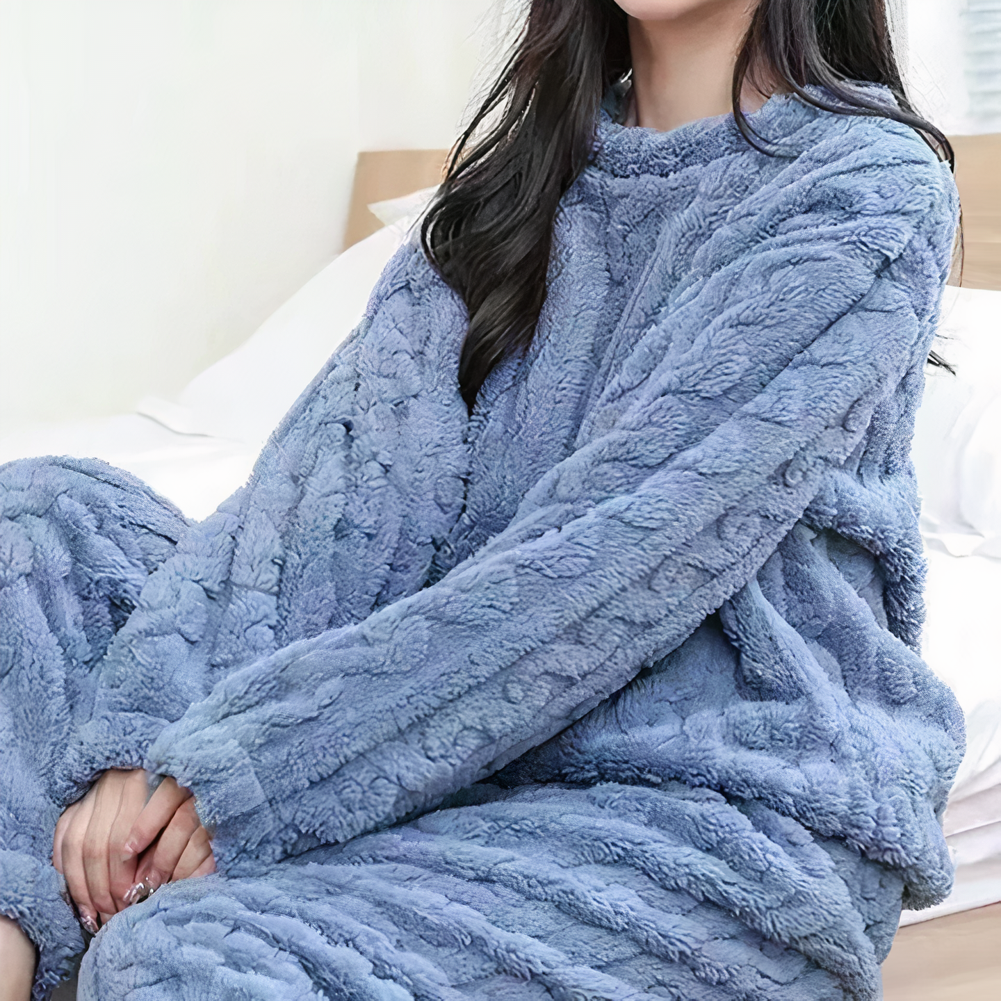 Dame Pyjamassæt - Blød Fleece - Løs Pasform - Langærmet Komfortabel Loungewear