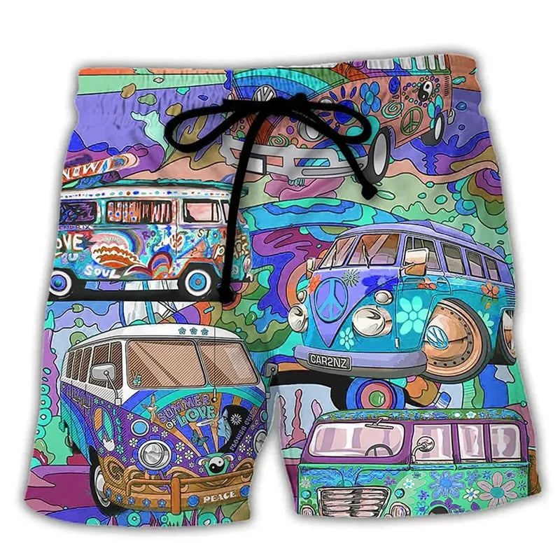Men's Swim Shorts – Regular Fit – Quick-Drying – Adjustable Waist – Bohemian Print