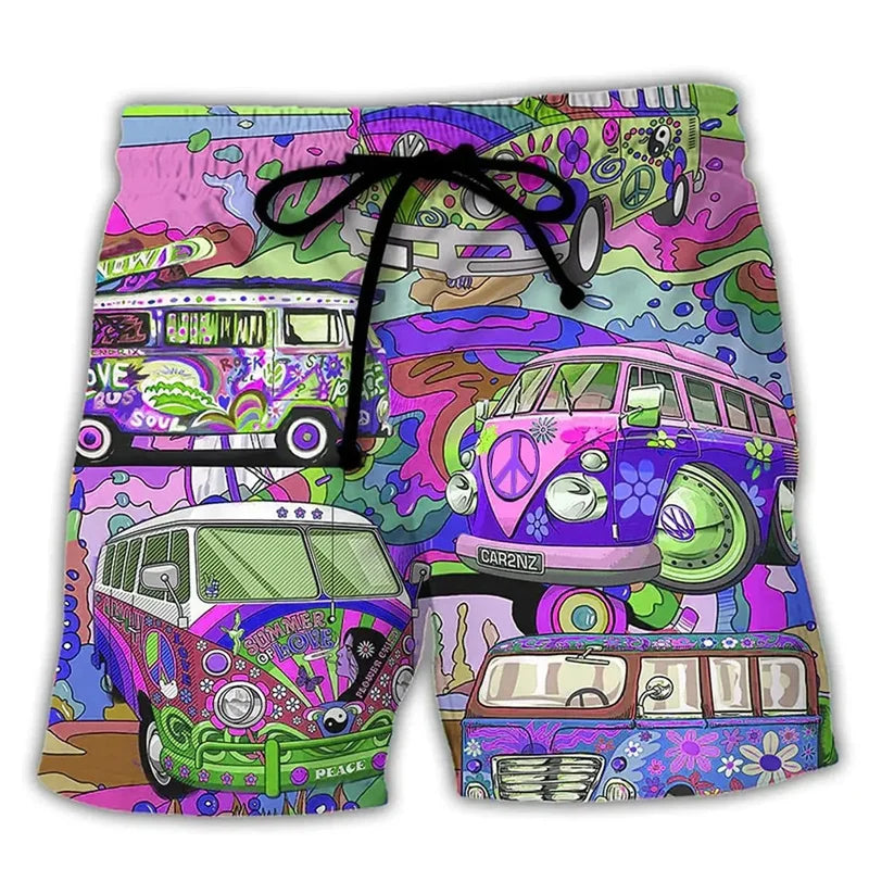 Men's Swim Shorts – Regular Fit – Quick-Drying – Adjustable Waist – Bohemian Print