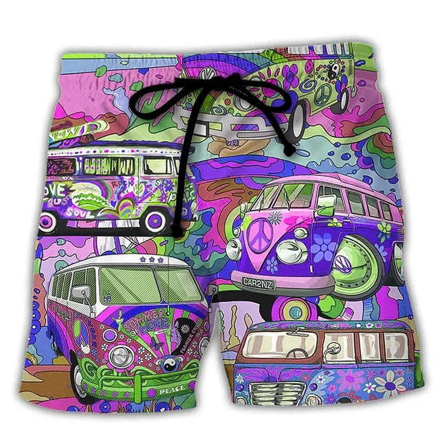 Men's Swim Shorts – Regular Fit – Quick-Drying – Adjustable Waist – Bohemian Print