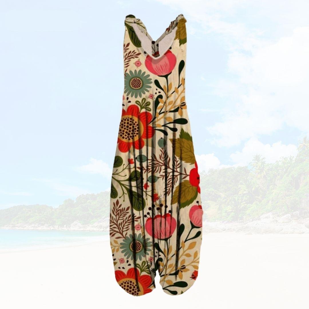 Women's Jumpsuit – Relaxed Fit – Sleeveless – Light Breathable Fabric – Full Length