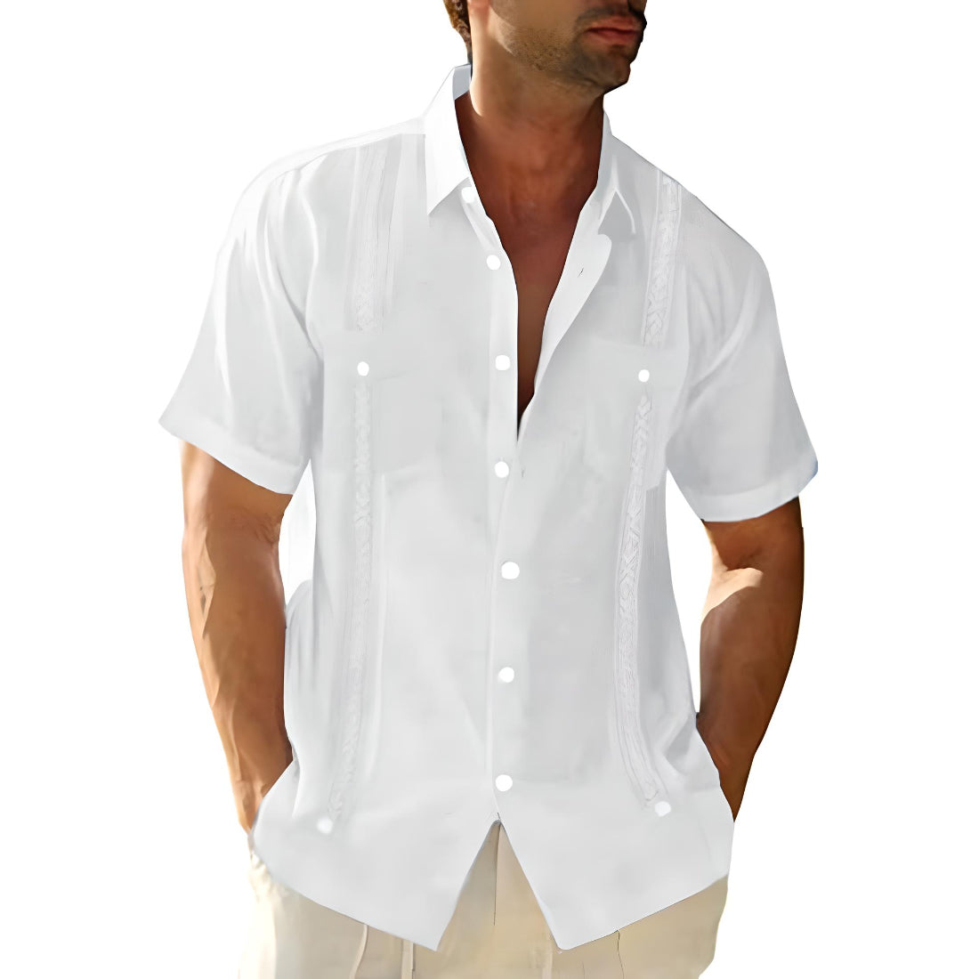 Men's Shirt with Short Sleeves – Relaxed Fit – Embroidered Detail – Breathable Design
