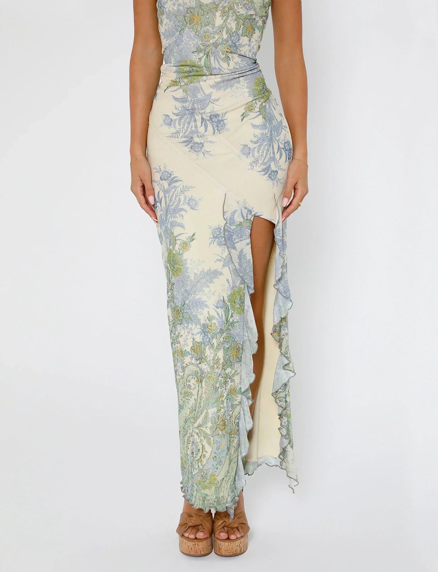 Dress for Women – Maxi Dress – Strapless Fit – Floral Print – High Slit – Elegant Cut