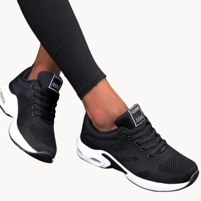 Dame Sneakers - Åndbart Mesh - Stødabsorberende Sål - Snørelukning Komfort Fit