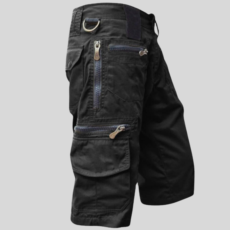 Herre Cargo Shorts - Bomuld - Knælange - Flere Lommer med Lynlås og Flap - Outdoor Komfort
