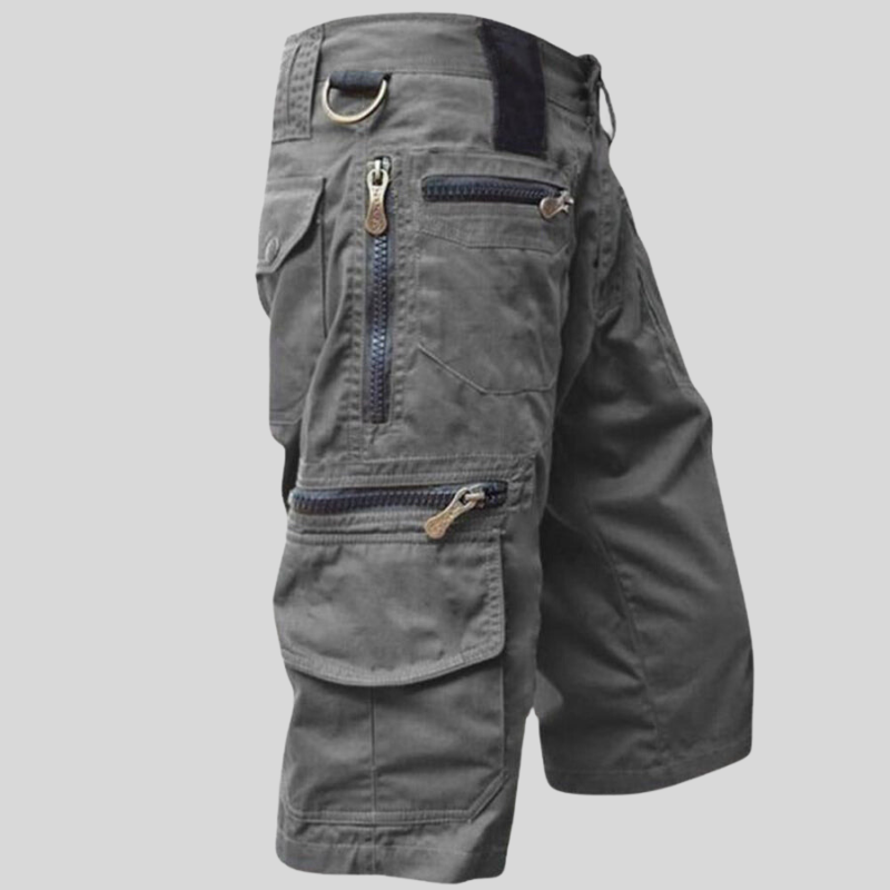 Herre Cargo Shorts - Bomuld - Knælange - Flere Lommer med Lynlås og Flap - Outdoor Komfort