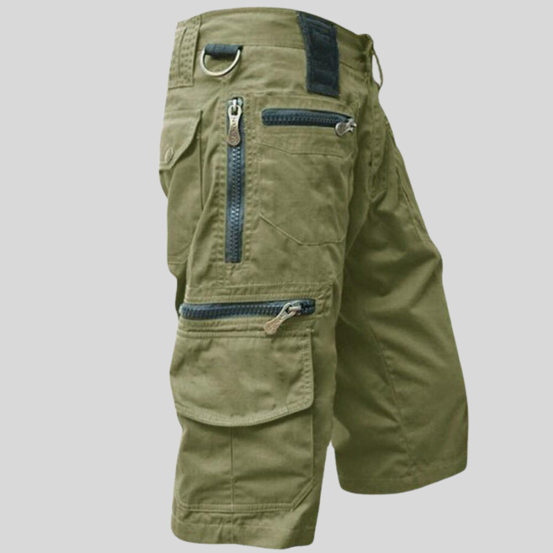 Herre Cargo Shorts - Bomuld - Knælange - Flere Lommer med Lynlås og Flap - Outdoor Komfort