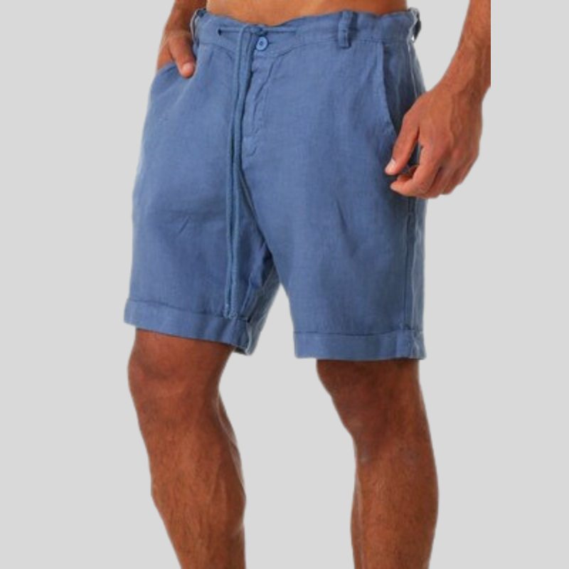 Herre Shorts - Åndbar Hørblanding - Afslappet Pasform - Justerbar Snøre & Bæltestropper