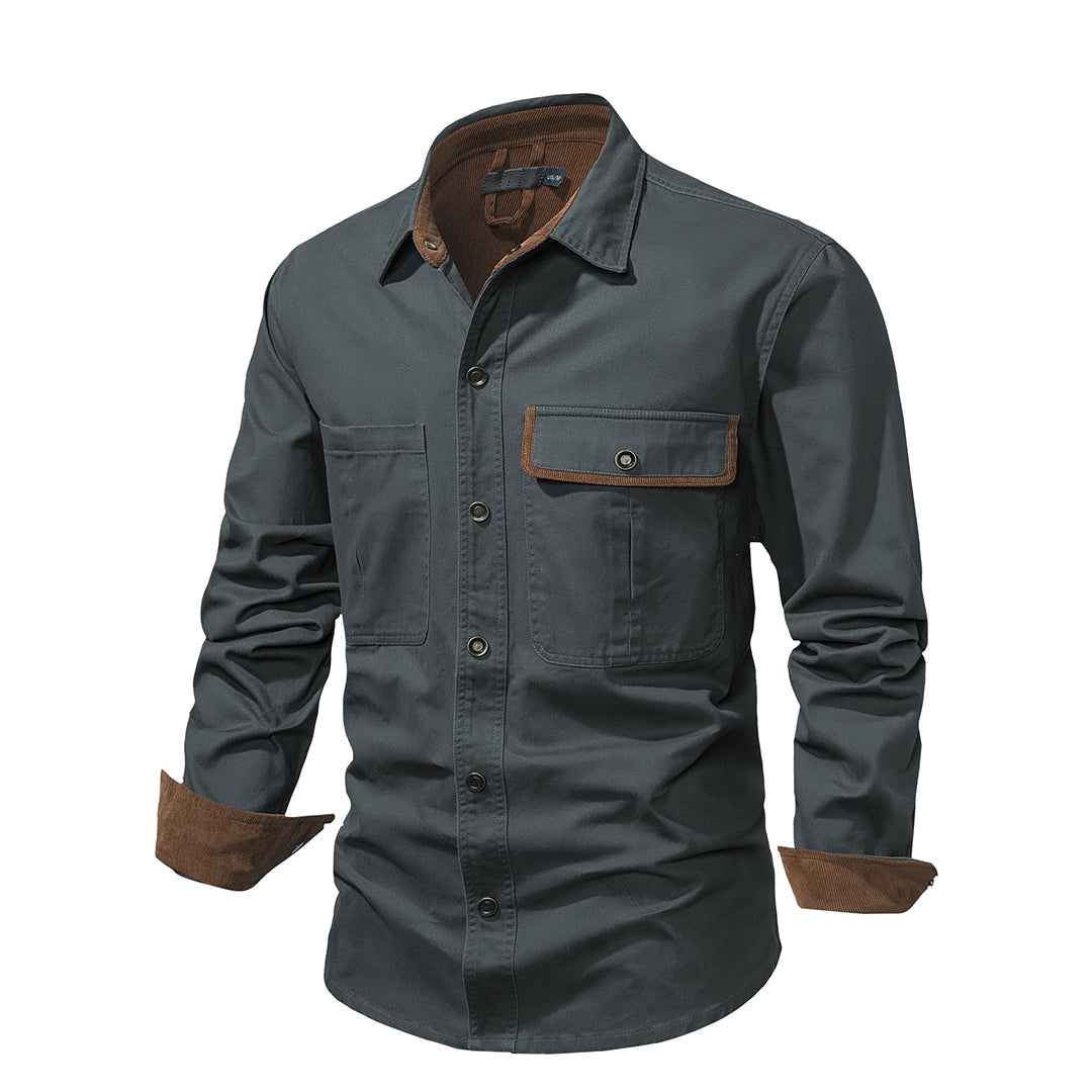Men's Shirt - Button Closure - 100% Cotton - Casual Fit - Chest Pockets