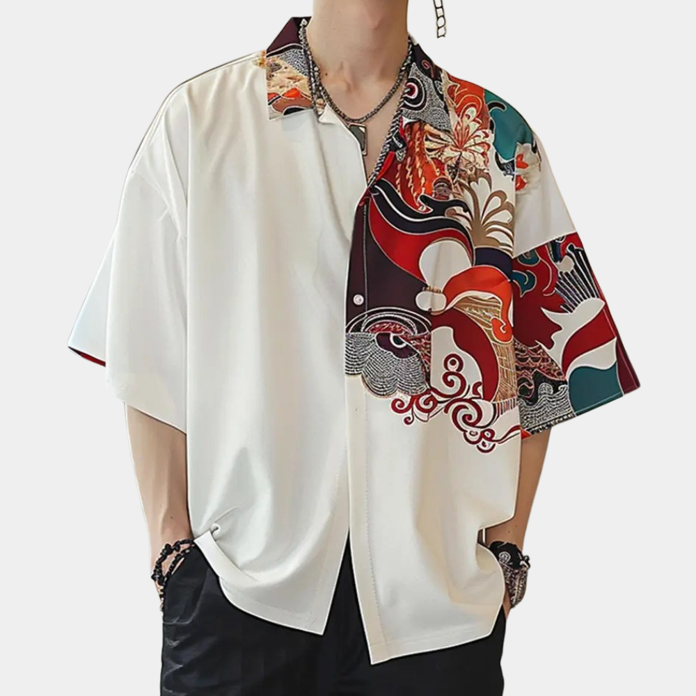 Men's Shirt - Short-Sleeved Buttoned - Unique Patterned Design - Casual Comfort