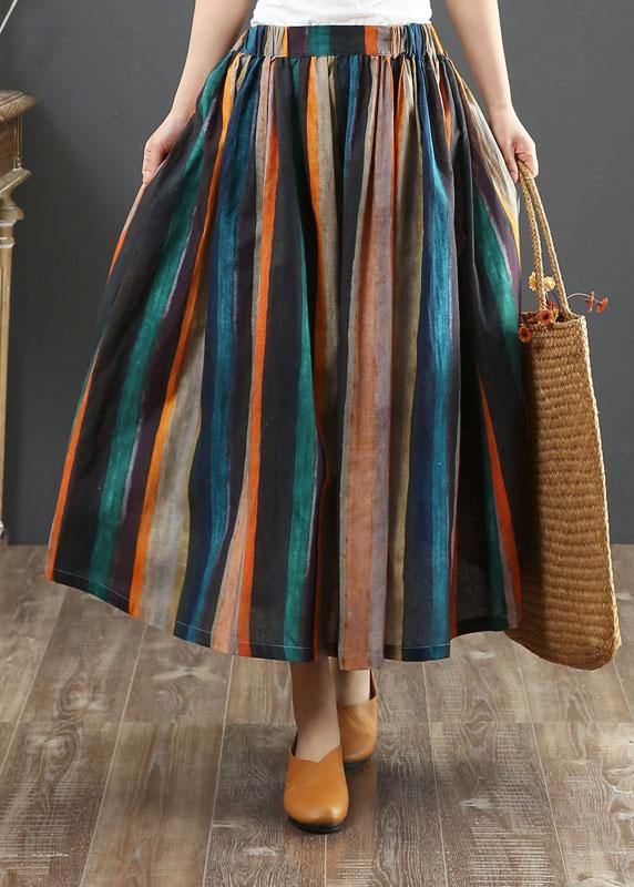 Women's Skirt – A-line Fit – Retro Striped – Pleated – Light and Breathable