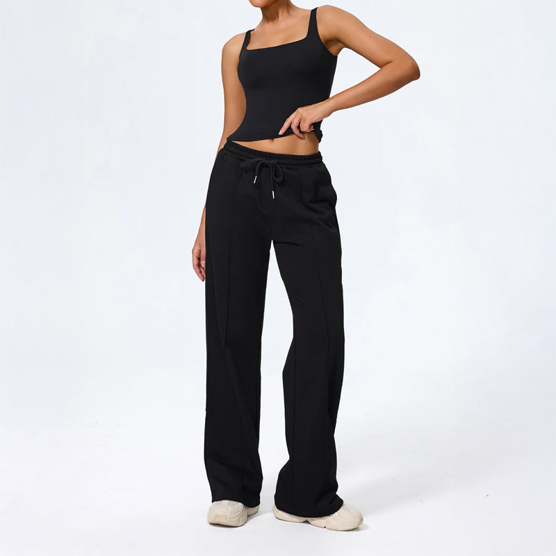 Sienna Wide Leg Lounge Pants | Drawstring Waist Solid Lounge Pants