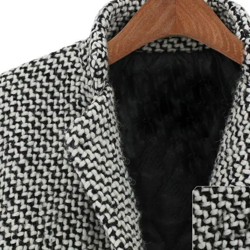 Women's Coat - Classic Houndstooth Pattern - Knee Length - Timeless Tailored Design