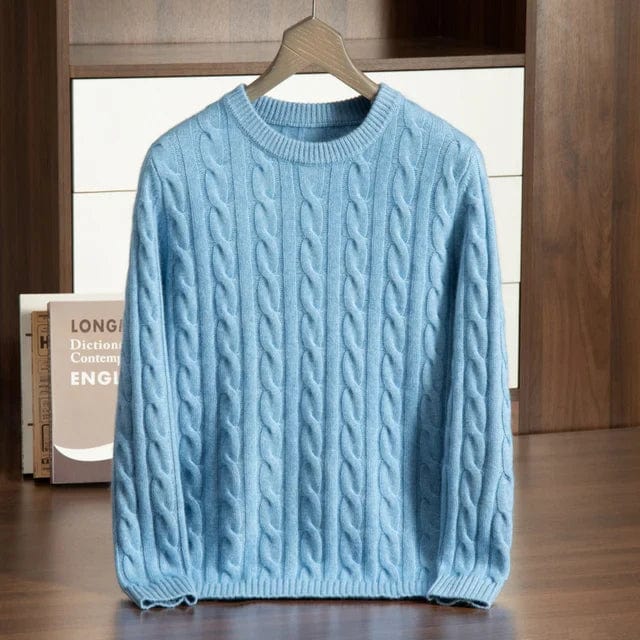 Men's Sweater - Cable Knit - Round Neck - Long Sleeved - Comfortable Fit