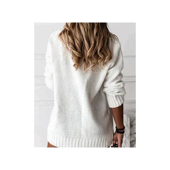 Women's Knit Sweater - Soft Wool Blend - V-neck - Relaxed Fit - Long Sleeves