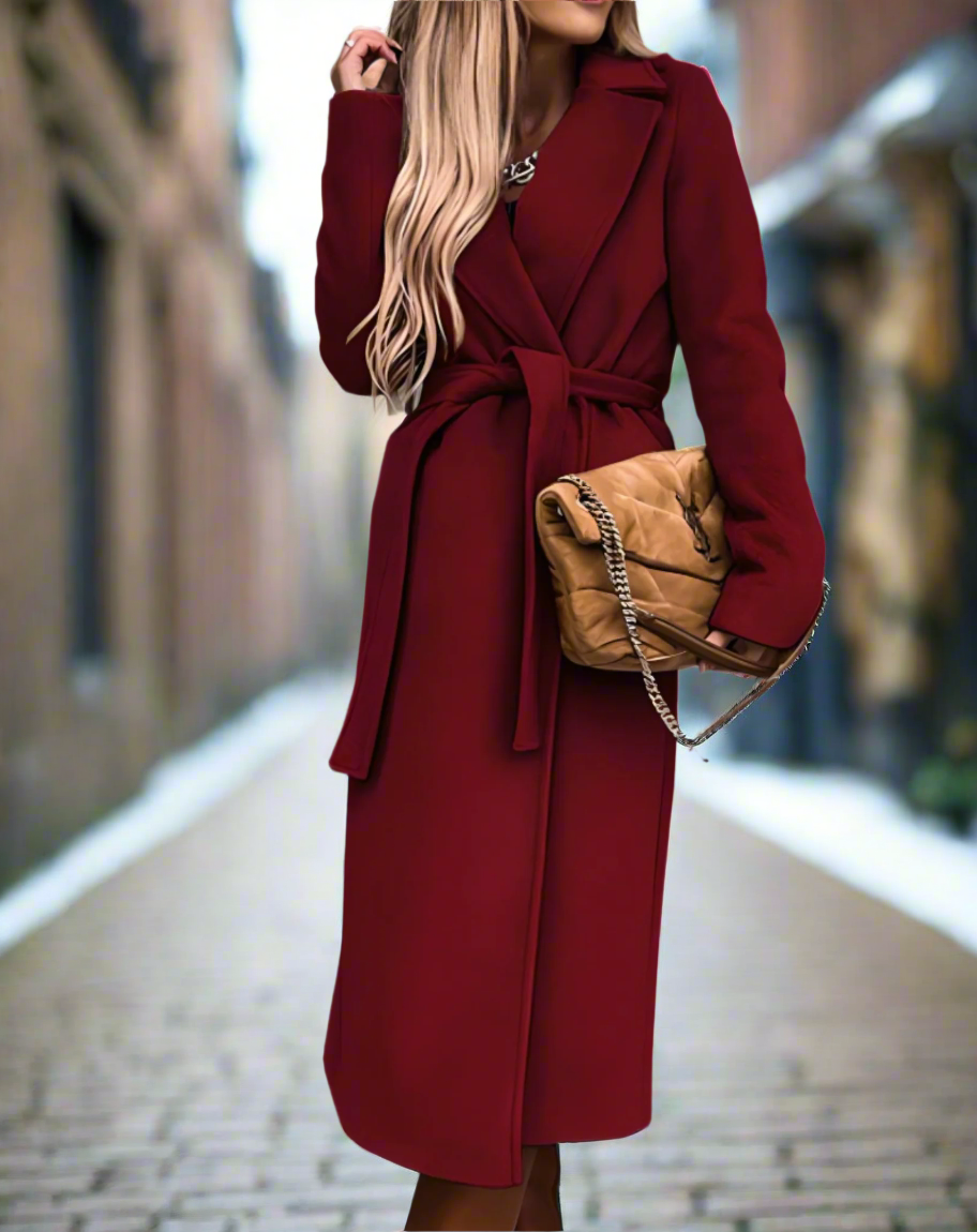 Women's Trench Coat - Classic Cut - Knee Length - Tailored Fit with Belt