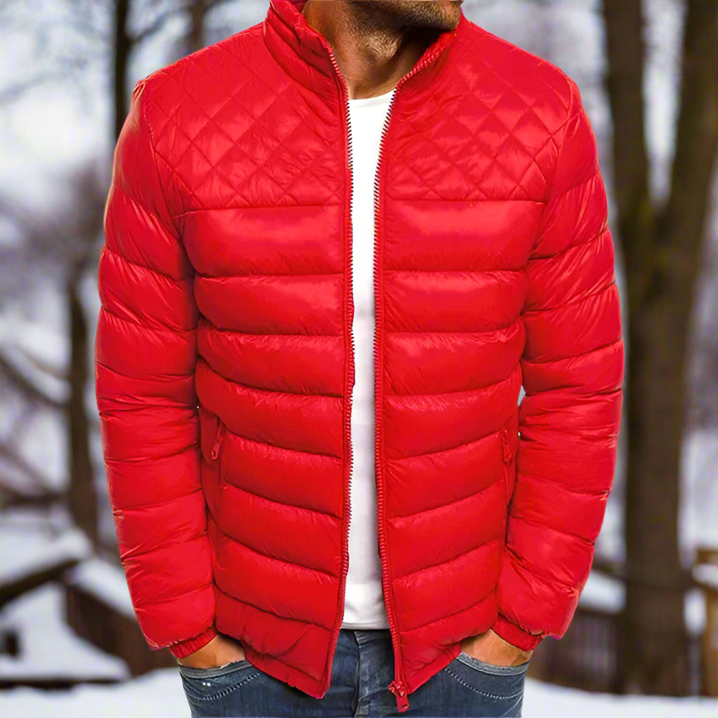 Archie Quilted Jacket | High Collar Zipper Hip-Length Quilted Jacket
