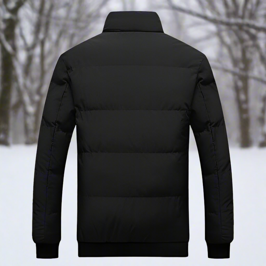 Men's Down Jacket - Insulating and Lightweight - High Collar - Quilted Design - Windproof and Warm