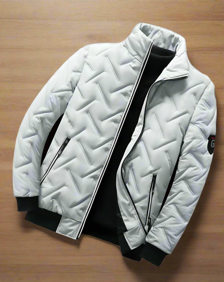 Women's Bomber Jacket - Quilted Design - High Collar - Insulating and Windproof - Zipper Closure