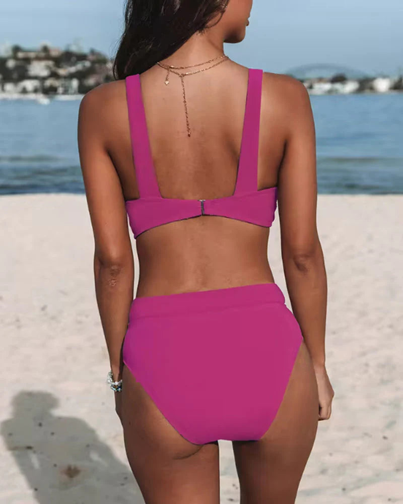Women's Bikini Set – V-Neck Top – High Waist – Supportive Fit – Stretchable Fabric