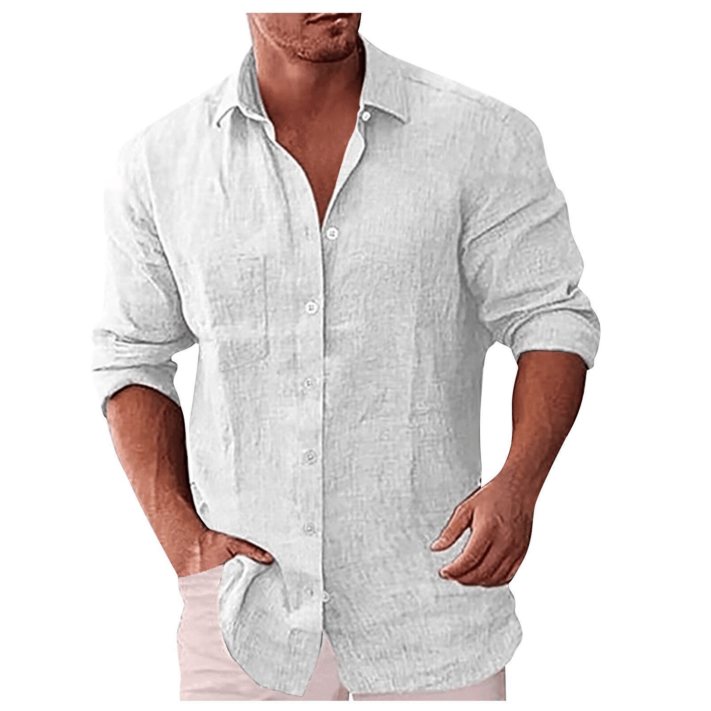 Men's Shirt – Relaxed Fit – Lightweight and Breathable – Long-Sleeved Button Closure
