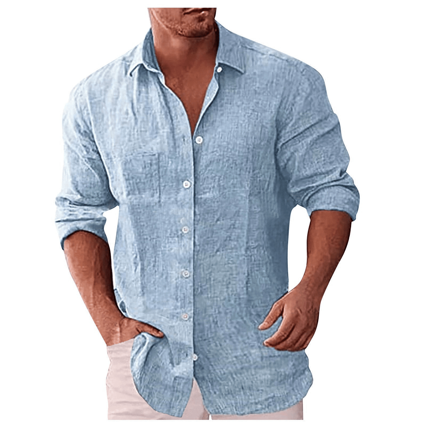 Men's Shirt – Relaxed Fit – Lightweight and Breathable – Long-Sleeved Button Closure